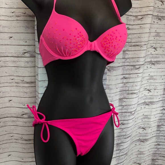 Size S/34B Aerie/OP Pink “Nina” Halter Bikini - Picture 2 of 7